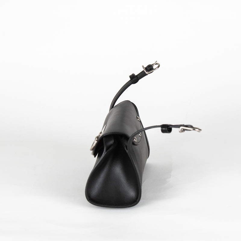 Durazzi Milano Black Leather Roll Bag