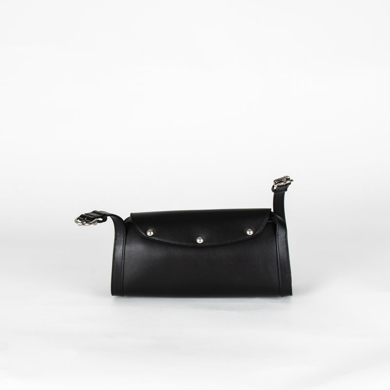 Durazzi Milano Black Leather Roll Bag