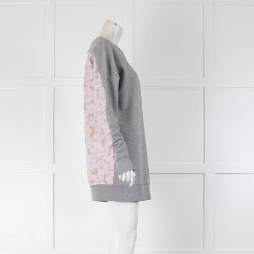 Markus Lupfer Grey Front Light Pink Flowers Back Sweatshirt