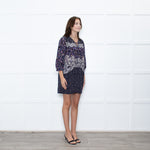 Saloni Navy White Multi Print Tunic Dress
