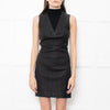 Theory Black Leather Sleeveless Stretchy Mini Dress