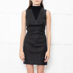Theory Black Leather Sleeveless Stretchy Mini Dress