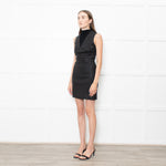 Theory Black Leather Sleeveless Stretchy Mini Dress