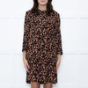 Ba&sh Tan Black Animal Print Tiered Dress