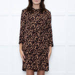 Ba&sh Tan Black Animal Print Tiered Dress