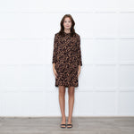 Ba&sh Tan Black Animal Print Tiered Dress