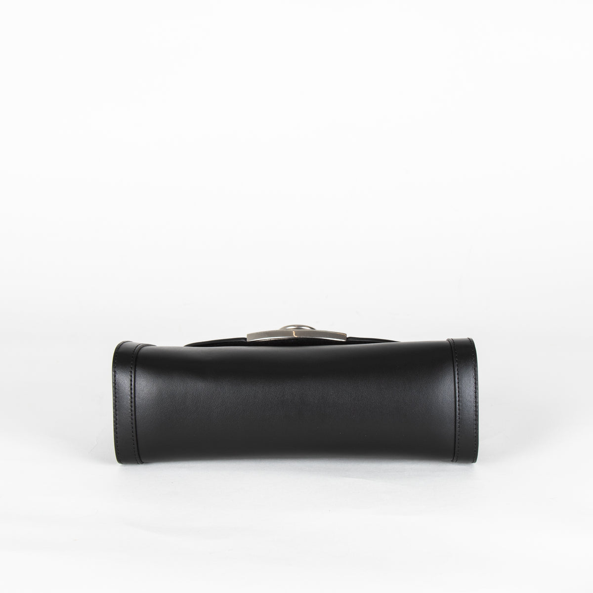 Durazzi Milano Black Leather Roll Double Strap Bag