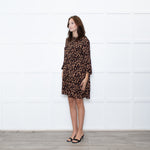 Ba&sh Tan Black Animal Print Tiered Dress
