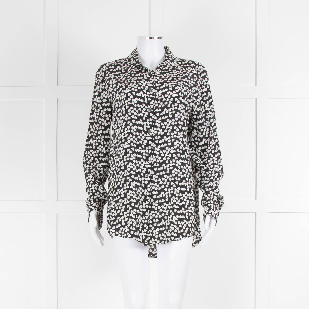 Equipment Black Silk Blouse With White Hearts