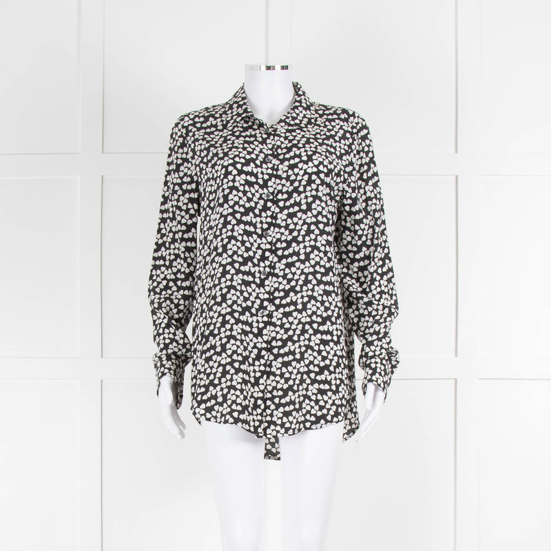 Equipment Black Silk Blouse With White Hearts