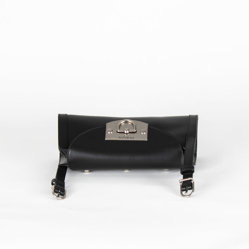 Durazzi Milano Black Leather Roll Bag
