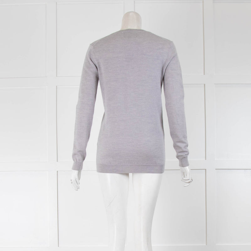 Markus Lupfer Grey Sequin Bird Wool Jumper