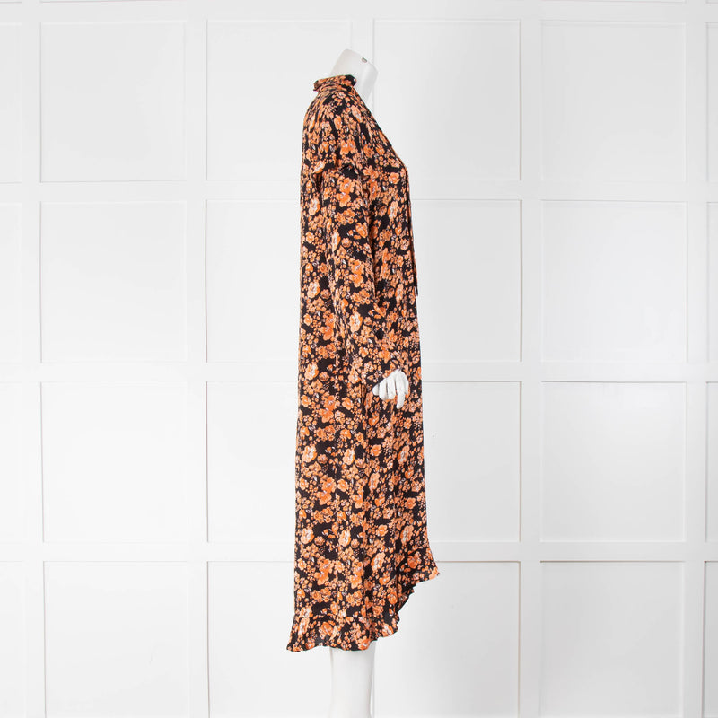 Baum und Pferdgarten Orange and Black Floral Maxi Dress