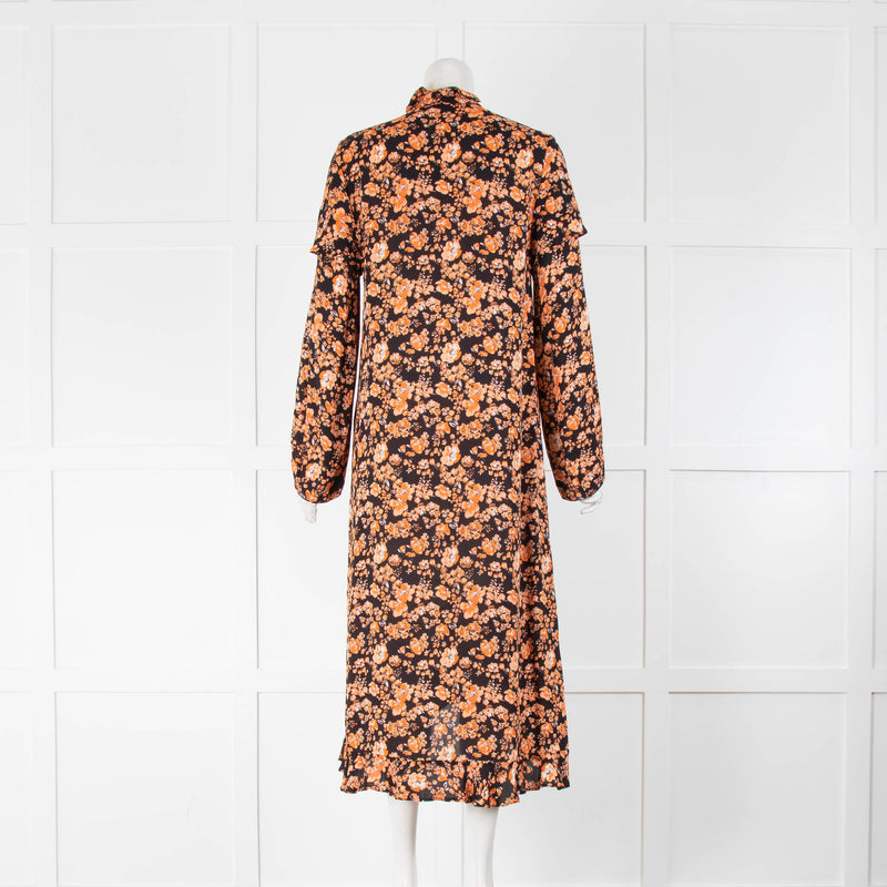 Baum und Pferdgarten Orange and Black Floral Maxi Dress