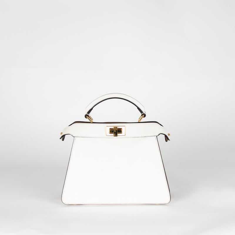 Fendi Cream Brown Peekaboo Two Sided Small Leather Bag