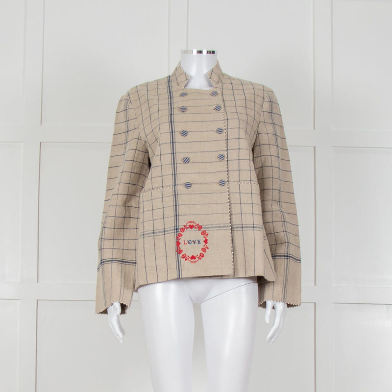Pero Heavyweight Linen Tailored Jacket with Embroidered Detailing