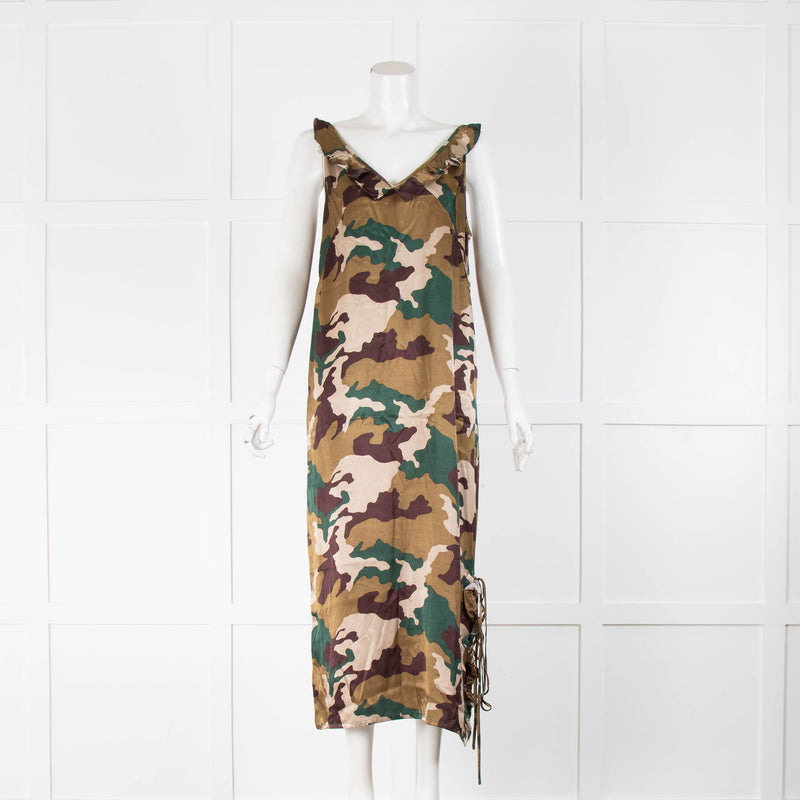 Baum und Pferdgarten Camo Frill Trim Midi Dress