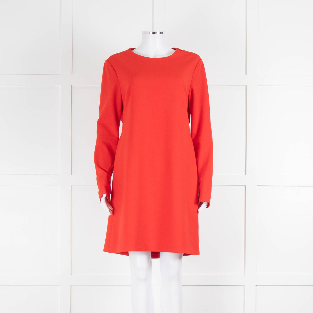 Tibi Red Dress With Gathered Back & Long Sleeves