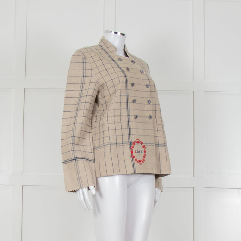 Pero Heavyweight Linen Tailored Jacket with Embroidered Detailing