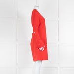 Tibi Red Dress With Gathered Back & Long Sleeves