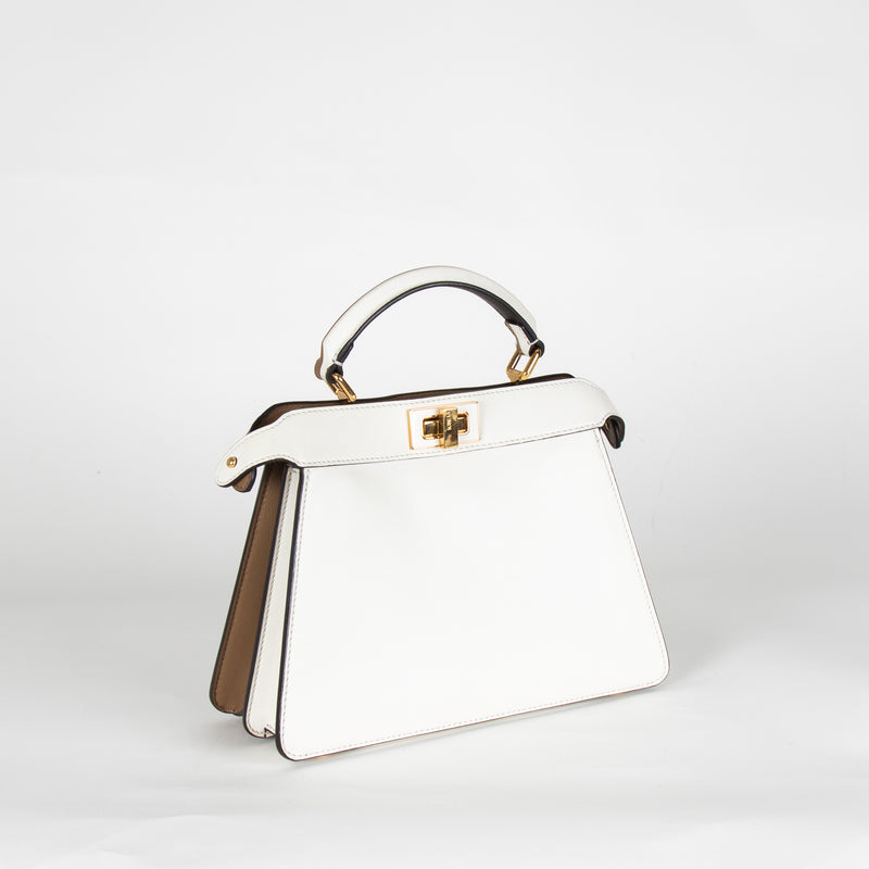 Fendi Cream Brown Peekaboo Two Sided Small Leather Bag