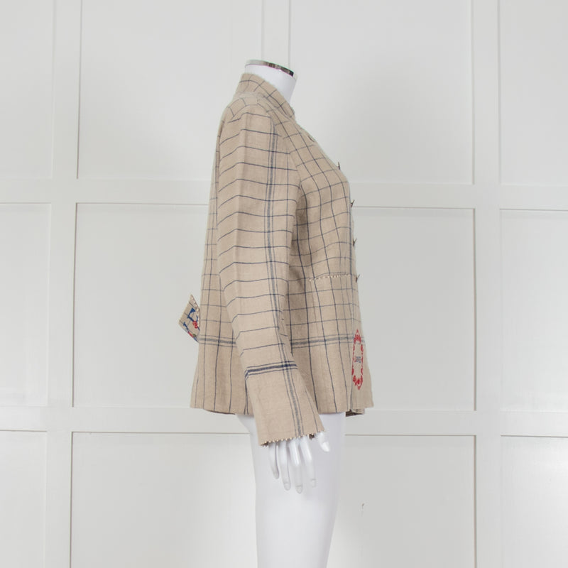 Pero Heavyweight Linen Tailored Jacket with Embroidered Detailing