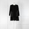Charlott Black Knit Embellished Fur Trim Coat