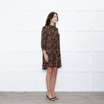 Ba&sh Tan Black Animal Print Tiered Dress