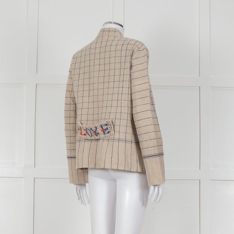 Pero Heavyweight Linen Tailored Jacket with Embroidered Detailing
