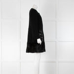 Charlott Black Knit Embellished Fur Trim Coat