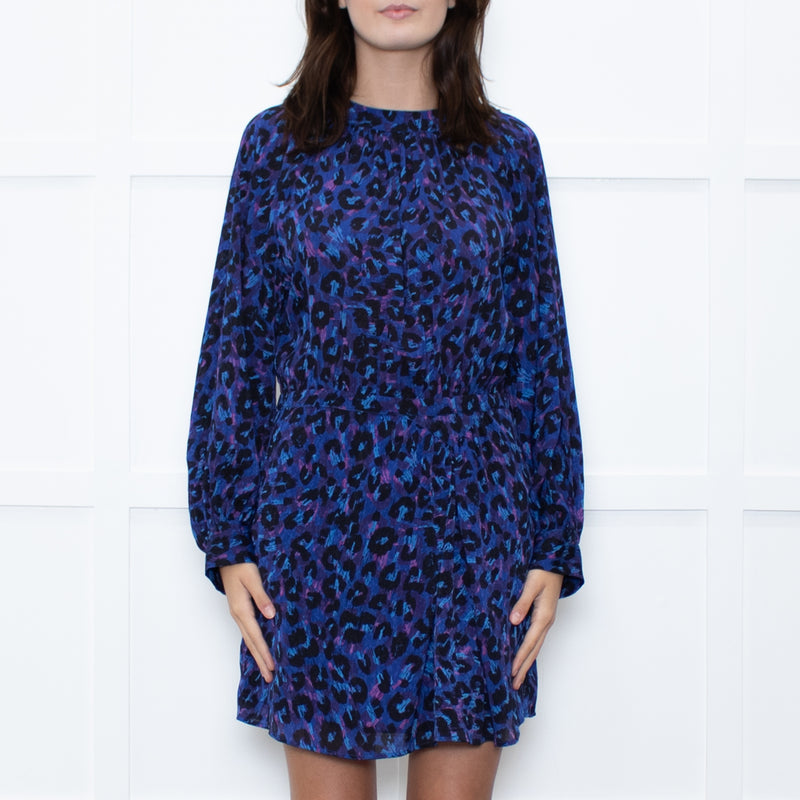 Ba&sh Blue Animal Print Above The Knee Dress