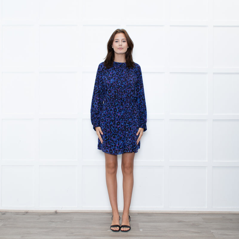 Ba&sh Blue Animal Print Above The Knee Dress