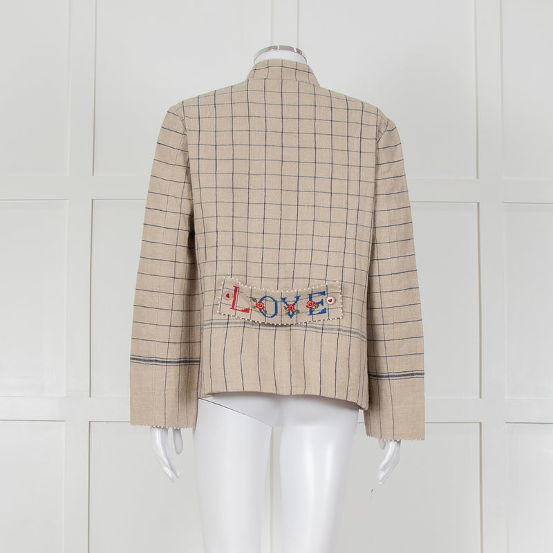 Pero Heavyweight Linen Tailored Jacket with Embroidered Detailing