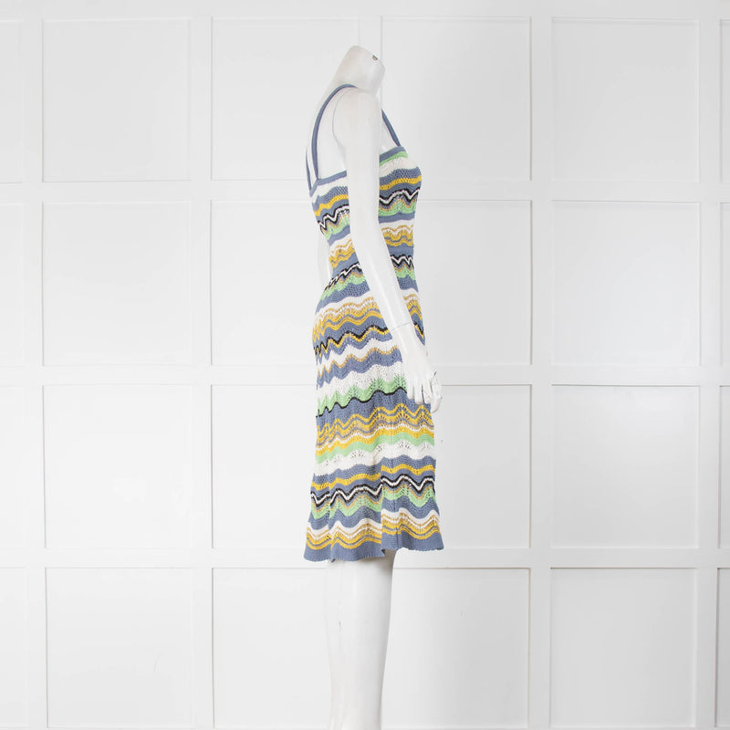 M Missoni Crochet Blue, Green and White Beach Dress