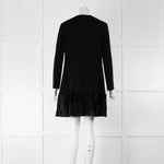 Charlott Black Knit Embellished Fur Trim Coat