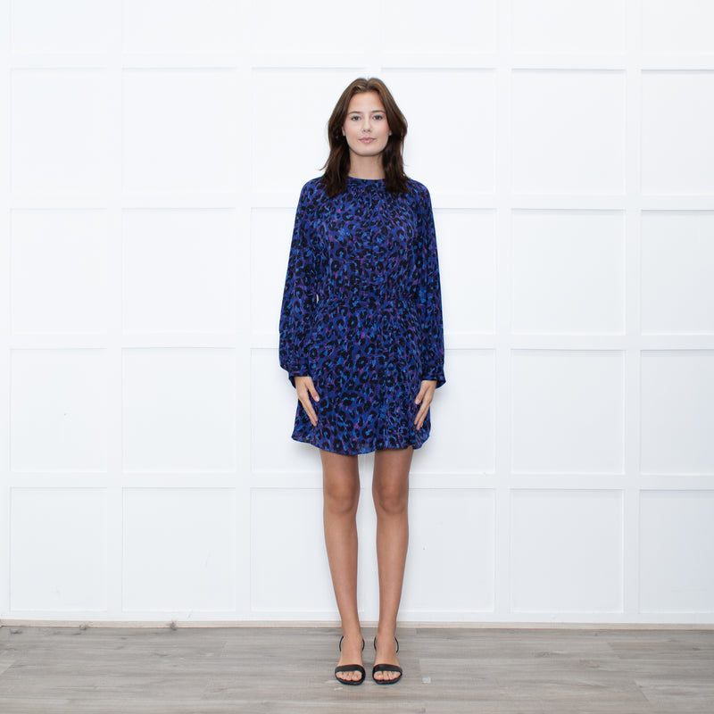 Ba&sh Blue Animal Print Above The Knee Dress