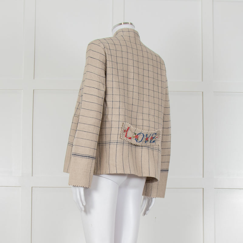 Pero Heavyweight Linen Tailored Jacket with Embroidered Detailing