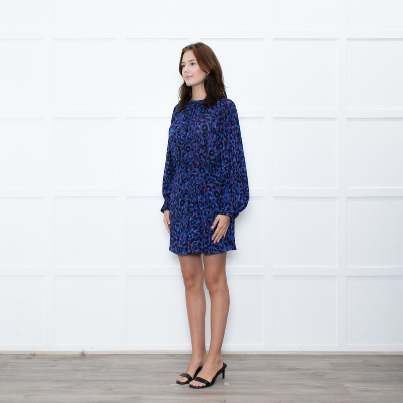 Ba&sh Blue Animal Print Above The Knee Dress