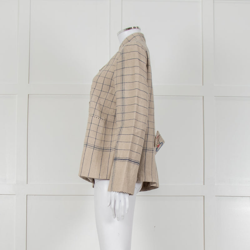 Pero Heavyweight Linen Tailored Jacket with Embroidered Detailing