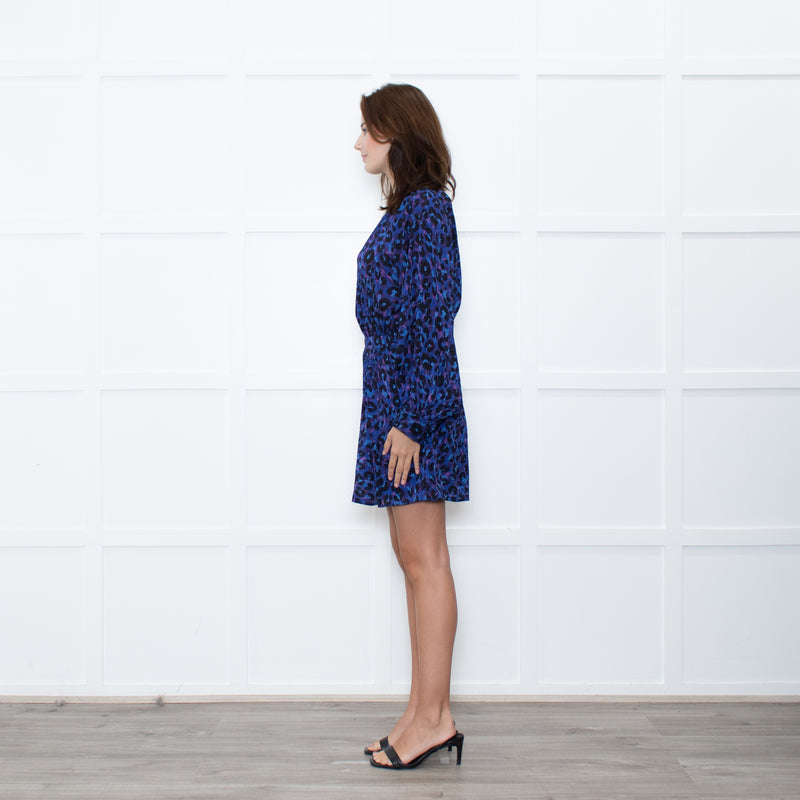 Ba&sh Blue Animal Print Above The Knee Dress