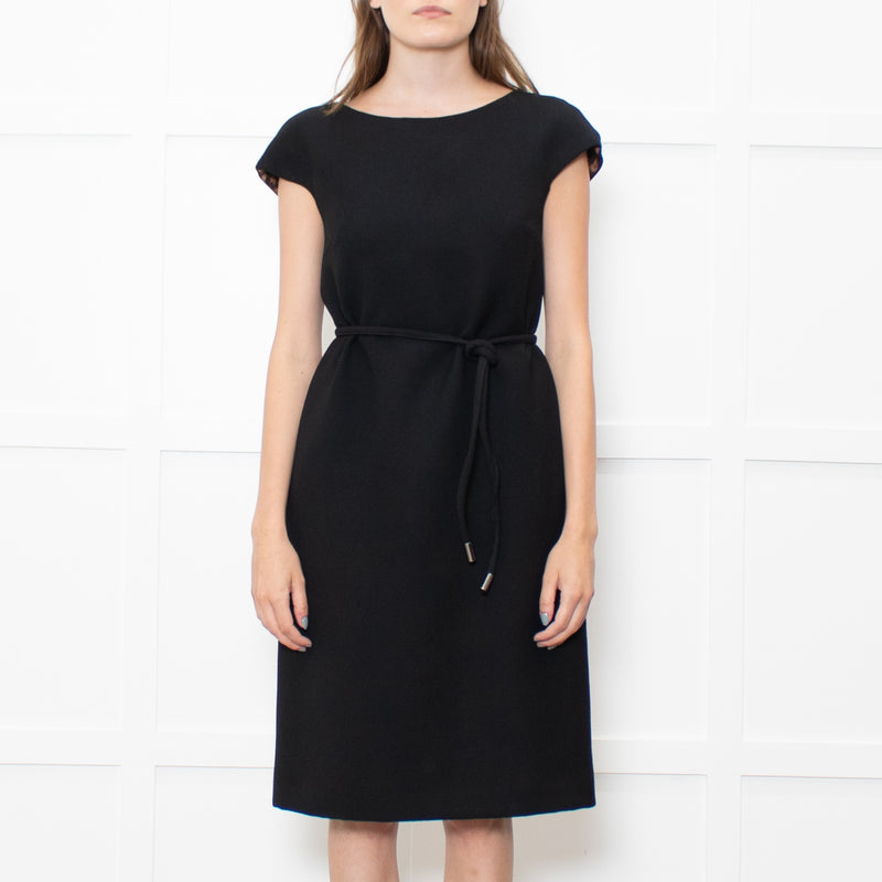 Dolce & Gabbana Black Cap Sleeves Midi Dress