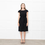 Dolce & Gabbana Black Cap Sleeves Midi Dress
