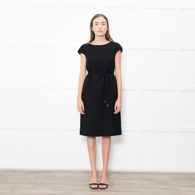 Dolce & Gabbana Black Cap Sleeves Midi Dress