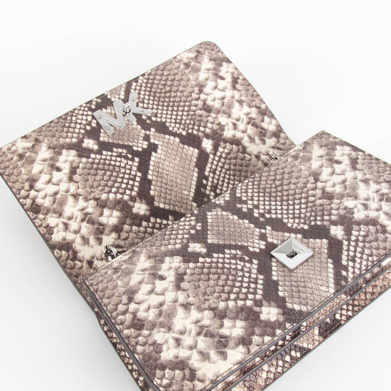 Michael Kors Brown Snake Effect Chain Crossbody