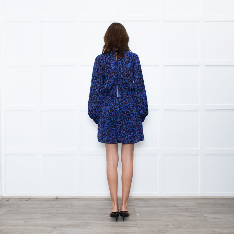 Ba&sh Blue Animal Print Above The Knee Dress