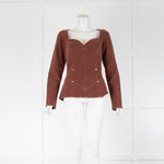 Stella McCartney Brown Denim Zip Back Long Sleeve Top