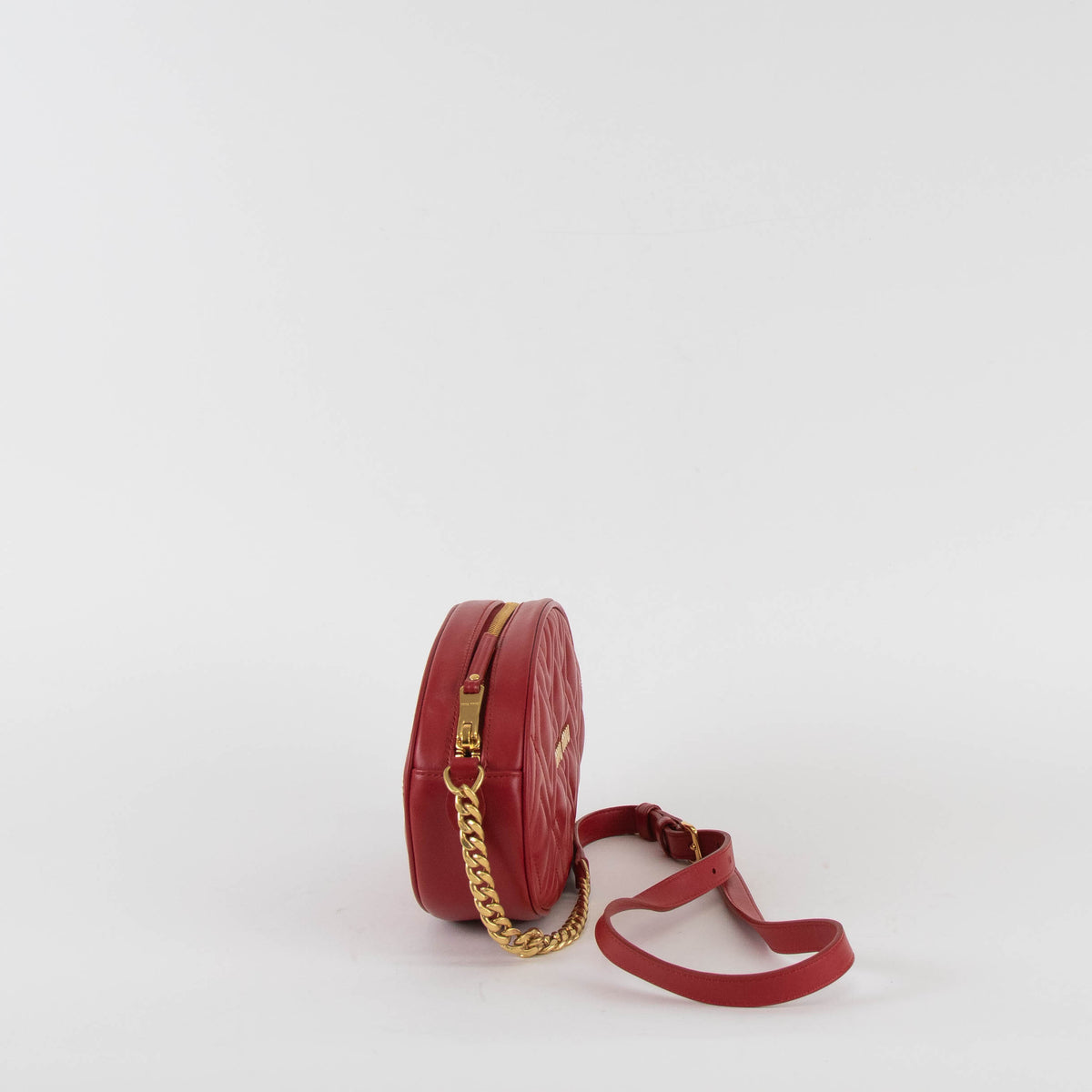 Miu Miu Red Oval Crossbody Quilted Bag