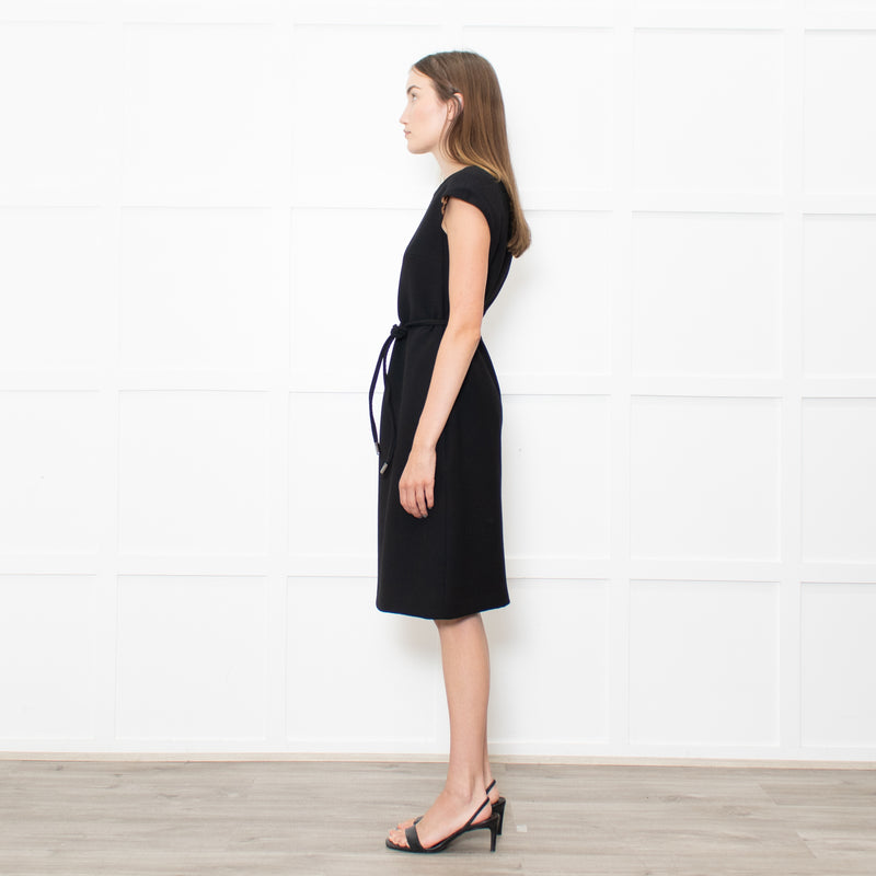 Dolce & Gabbana Black Cap Sleeves Midi Dress