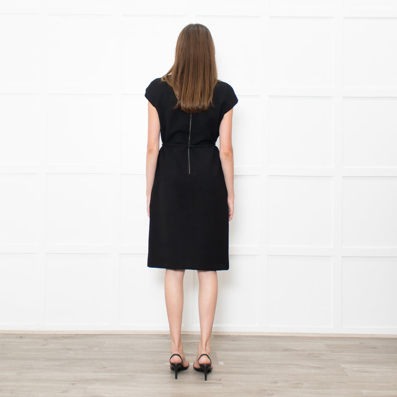 Dolce & Gabbana Black Cap Sleeves Midi Dress