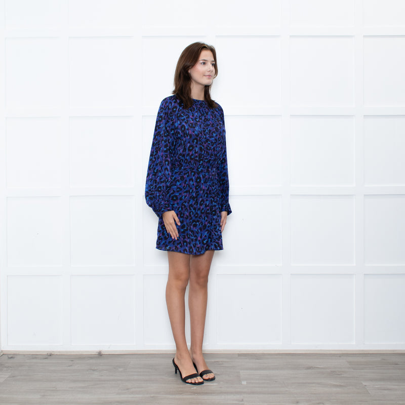 Ba&sh Blue Animal Print Above The Knee Dress